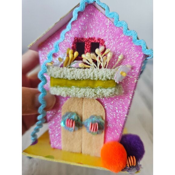 Katherine's collection cardboard spring birdhouse village glitter unique spring - Picture 8 of 9